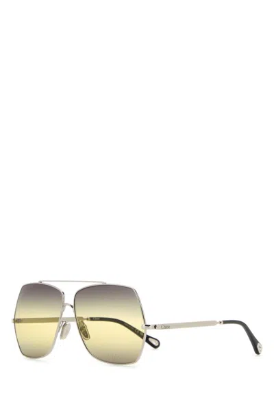 Chloé Silver Aviator Sunglasses In Multi