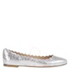 Chloé Lauren Metallic Crinkle Leather Ballet Flats In Silver Tone