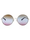 Chloé Silver-silver-light Blue Metal Sunglasses In Metallic