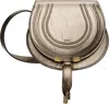 Chloé Silver Small Marcie Saddle Bag In 074 Shiny Grey