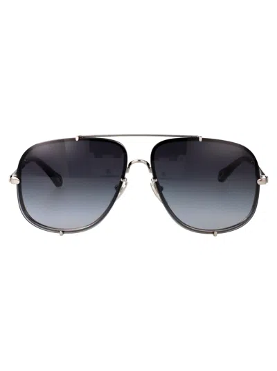 Chloé Silver-silver-grey Metal Sunglasses In Metallic