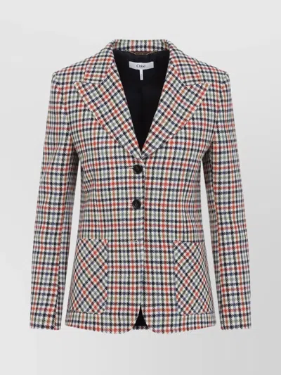 CHLOÉ SINGLE BREAST CHECKERED WOOL JACKET