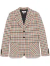 Chloé Chloe Checked Wool-blend Blazer In Neutral