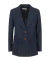 Chloé Single-breasted Jacket In Dark Blue Denim In Black
