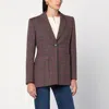 Chloé Tartan Wool Blazer With Shoulder Pads In Brown