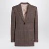 Chloé Single-breasted Checked Brown Wool Jacket Women In Brown