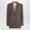 Chloé Single-breasted Checked Brown Wool Jacket Women In Brown