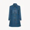 Chloé Single-breasted Coat In Leather In Blue