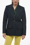 Chloé Single-breasted Denim Blazer With Flap Pockets In Blue