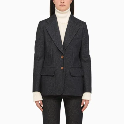 Chloé Single-breasted Recycled Cotton-blend Jacket In Blue