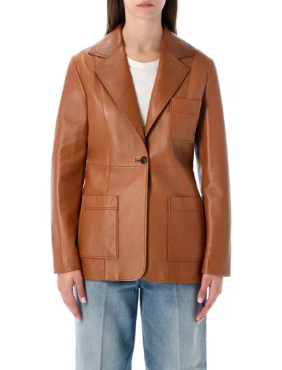 CHLOÉ CHLOÉ SINGLE-BREASTED LEATHER BLAZER