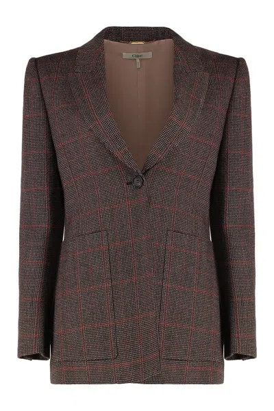 Chloé Single-breasted One Button Jacket In Brown