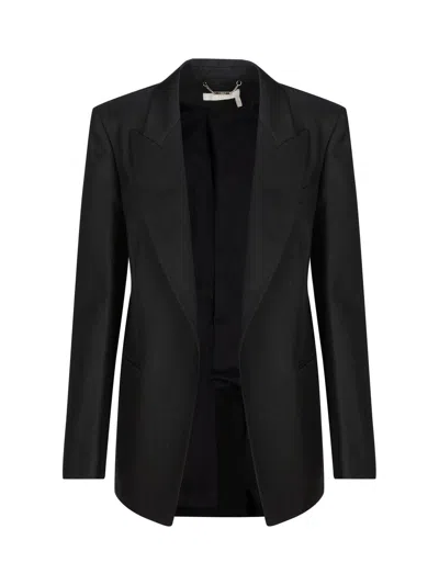 Chloé Open-front Ramie Blazer In Black