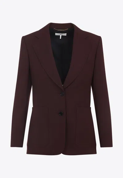 Chloé Single-breasted Wool Blazer In Burgundy