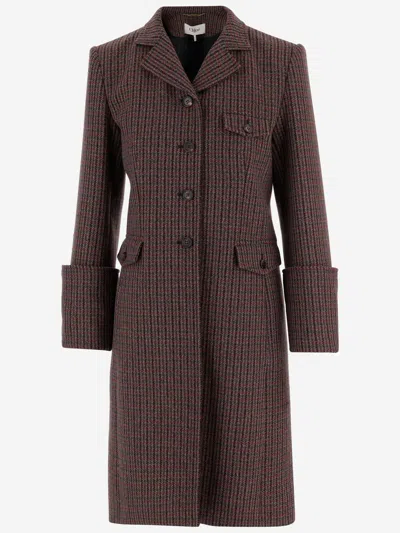 Chloé Single-breasted Wool Blend Riding Coat In Brown