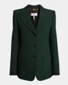Chloé Single-breasted Wool Jacket In Nightfall Green