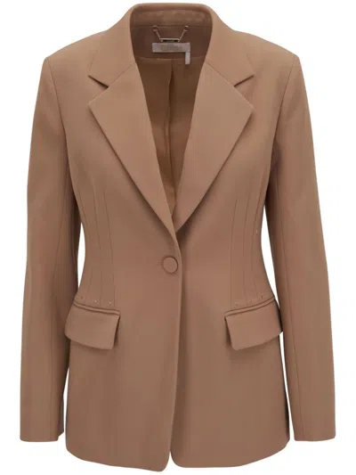 Chloé Single-breasted Wool-silk Blazer In Brown