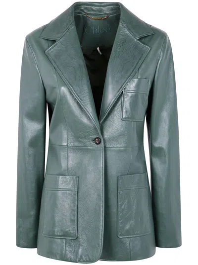 CHLOÉ CHLOÉ SINGLE BUTTON BLAZER LEATHER JACKET