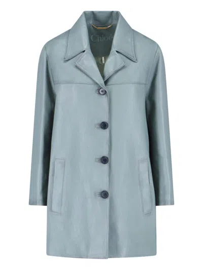 Chloé Single-breasted Lambskin Jacket In Green