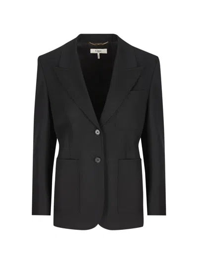Chloé Single-breasted Wool Blazer In Black