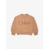 Chloé Sirocco Logo-embroidered Cotton-jersey Sweatshirt 4-14 In Brown