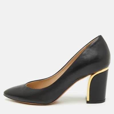 Pre-owned Chloé Size 36 Black Leather Pointed Toe Block Heel Pumps