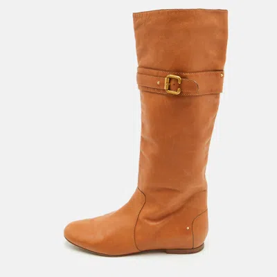 Pre-owned Chloé Size 40 Brown Leather Knee Length Boots