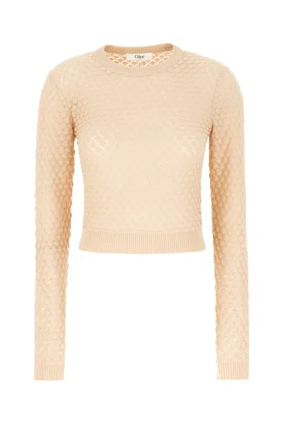 Chloé Skin Pink Cotton Sweater In Light Nude