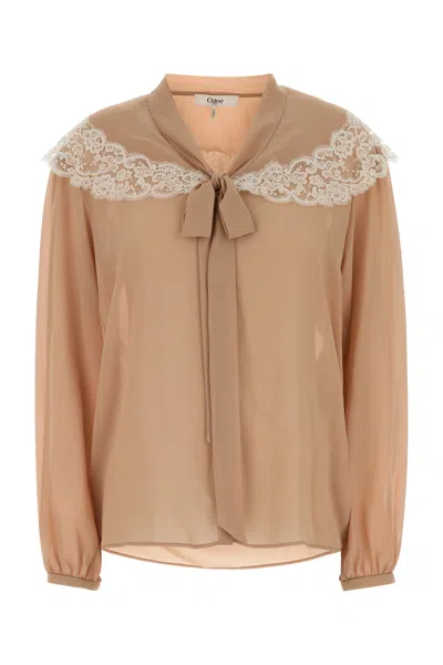 Chloé Chloe Skin Pink Crepe Blouse