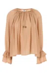 Chloé Pleated Sheer Blouse Ruffled Cuffs In Pink