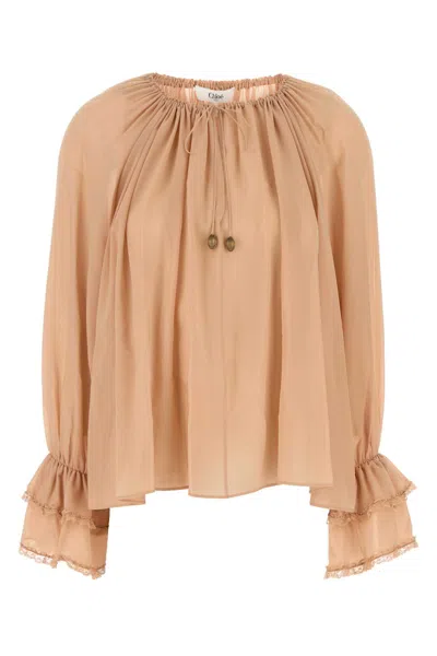 CHLOÉ SKIN PINK GEORGETTE BLOUSE