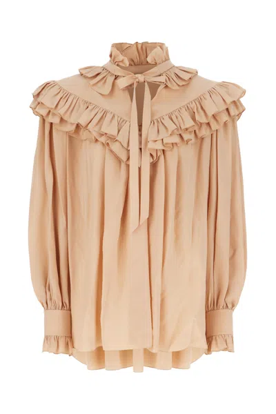 CHLOÉ SKIN PINK SILK BLOUSE