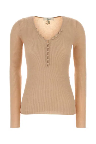 CHLOÉ SKIN PINK WOOL SWEATER