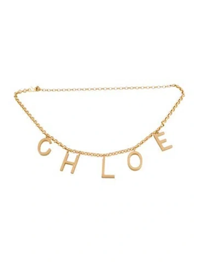 Pre-owned Chloé Skinny Metal Waist Belt In Gold
