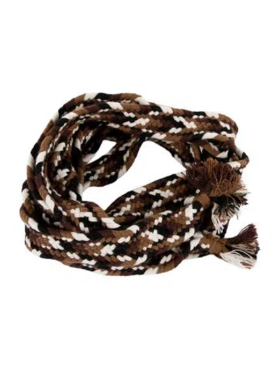 Pre-owned Chloé Skinny Raw-edge Trim Waist Belt In Brown