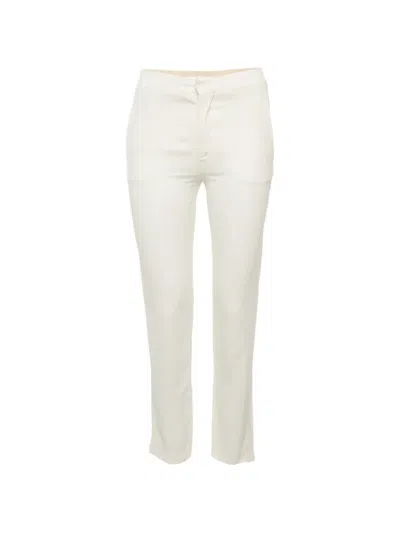 Pre-owned Chloé Skinny-fit Crepe Trousers In White