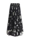 Chloé Floral Motif Maxi Silk Skirt In Black