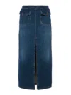 Chloé Chic Denim Midi Skirt With Front Slit In Blue