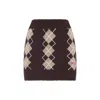 Chloé Ribbed Waistband Argyle Pattern Skirt In Brown