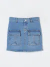 Chloé Logo-patch Denim Skirt In Grey