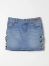 Chloé Denims Mini Skirt With Lace-up Detail In Grey
