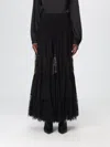 Chloé Tiered Long Skirt In Silk Georgette And Lace In Black