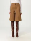 Chloé Chloe' Women Shorts Bermuda Wide Leg And High Waist In Cotton In Brown