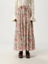 Chloé Belted Floral-print Silk Crepe De Chine Maxi Skirt In Pink