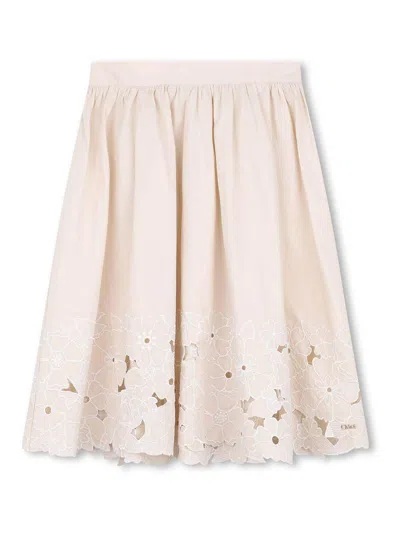 Chloé Kids' Skirt With Embroidery In Pink