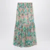 Chloé Pleated Tiered Floral-print Silk-chiffon Maxi Skirt