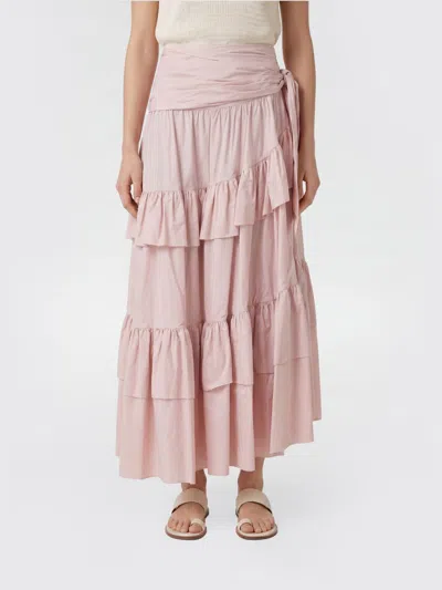 Chloé High Waisted Asymmetric Ruffled Tiered Skirt In Neutral