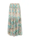 Chloé Pleated Tiered Floral-print Silk-chiffon Maxi Skirt