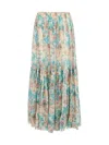 Chloé Pleated Tiered Floral-print Silk-chiffon Maxi Skirt