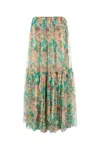Chloé Pleated Tiered Floral-print Silk-chiffon Maxi Skirt In Multi